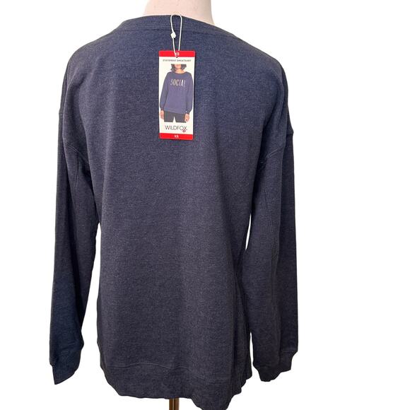 Wildfox SOCIAL Blue Crew Neck Sweatshirt New with tags Size XS - Picture 5 of 9